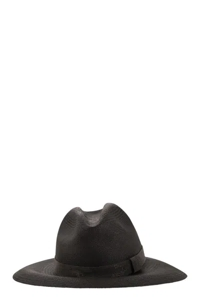 Shop Brunello Cucinelli Straw Hat With Precious Band In Black