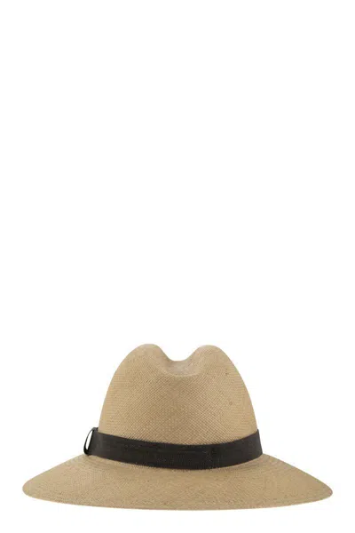 Shop Brunello Cucinelli Straw Hat With Precious Band In Beige
