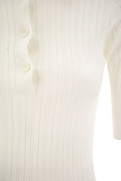 Shop Fabiana Filippi Silk And Cotton Blend Polo Shirt In White