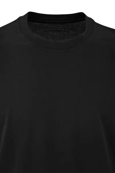 Fedeli Long-sleeved Cotton T-shirt In Black