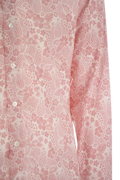 Fedeli Printed Stretch Cotton Voile Shirt In Pink