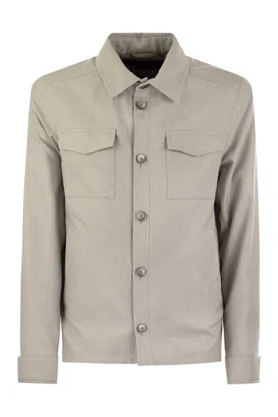 Shop Herno Rain Cotton Cashmere Shirt In Pearl