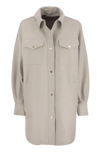 Shop Herno Resort Shirt In Lightweight Boiled Wool In Ice