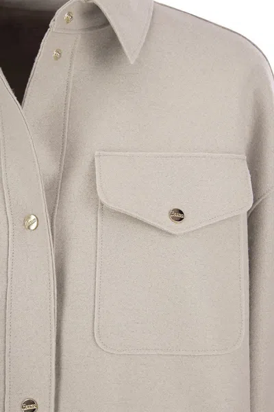 Herno Resort Shirt In Lightweight Boiled Wool In Ice