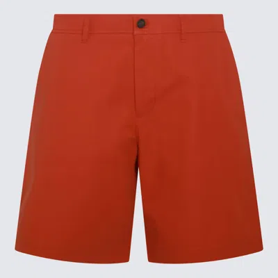 Shop Maison Kitsuné Red Cotton Shorts In Paprika