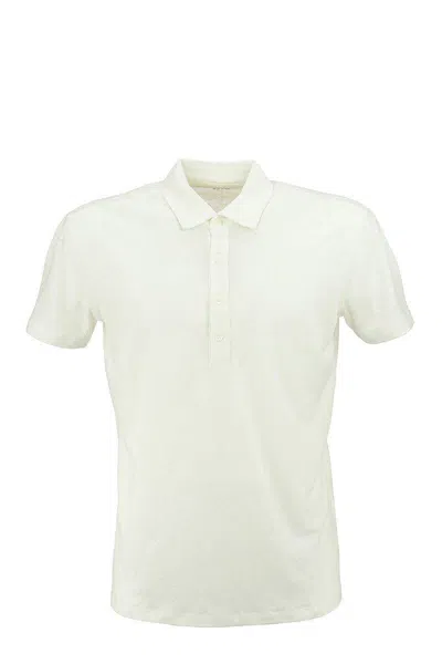 Shop Majestic Filatures Linen Polo Shirt With Short Sleeves In White