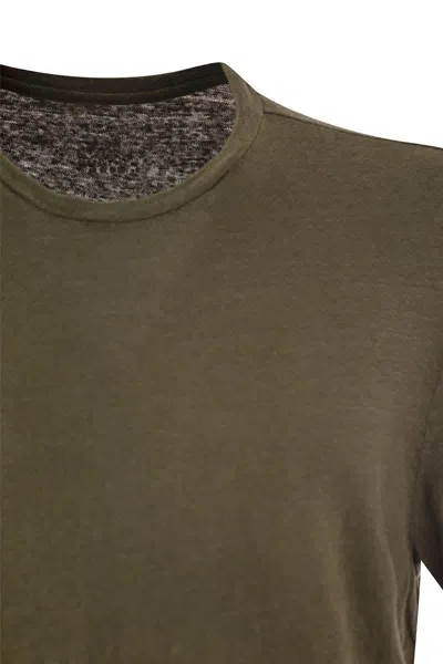 Shop Majestic Filatures Crew-neck Linen T-shirt In Military Green