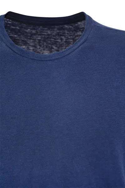 Shop Majestic Filatures Crew-neck Linen T-shirt In Royal Blue