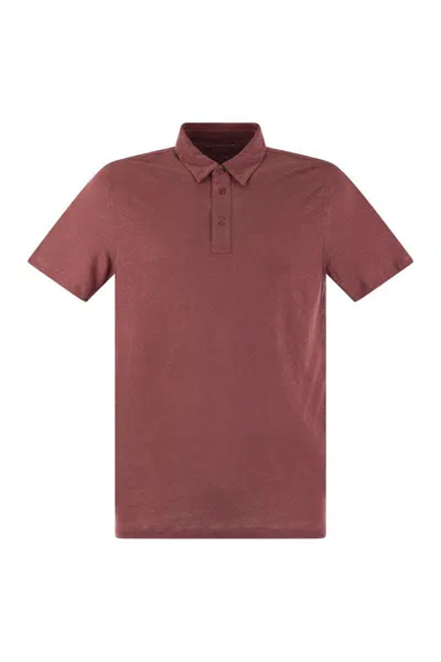 Shop Majestic Filatures Linen Short-sleeved Polo Shirt In Red