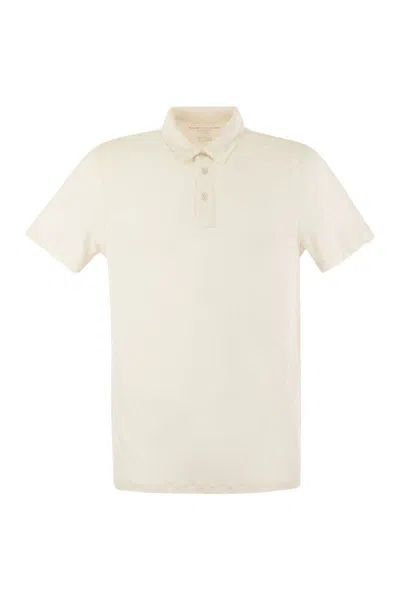 Shop Majestic Filatures Linen Short-sleeved Polo Shirt In Cream