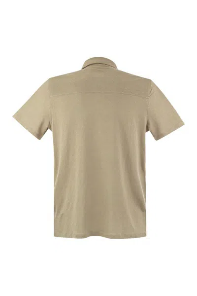 Shop Majestic Filatures Linen Short-sleeved Polo Shirt In Sand