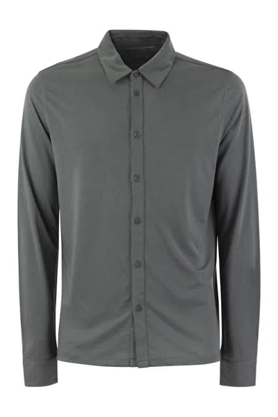 Shop Majestic Filatures Long-sleeved Shirt In Lyocell And Cotton In Grey
