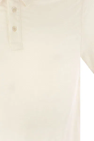 Shop Majestic Filatures Linen Short-sleeved Polo Shirt In Cream