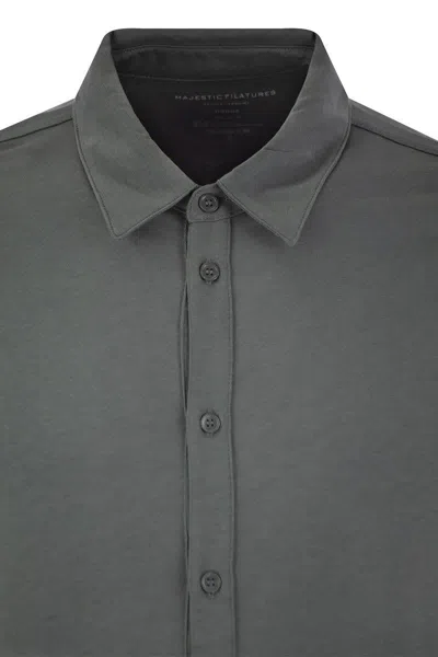 Shop Majestic Filatures Long-sleeved Shirt In Lyocell And Cotton In Grey