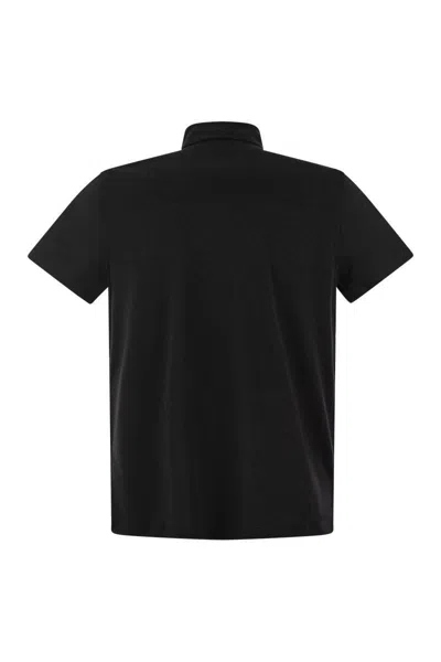 Shop Majestic Filatures Short-sleeved Polo Shirt In Lyocell In Black