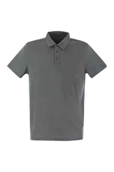 Shop Majestic Filatures Short-sleeved Polo Shirt In Lyocell In Grey