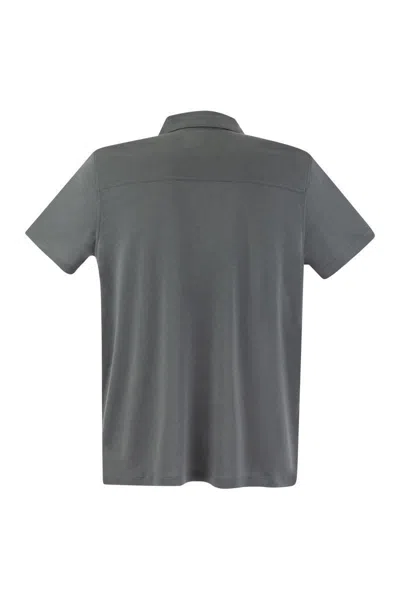 Shop Majestic Filatures Short-sleeved Polo Shirt In Lyocell In Grey