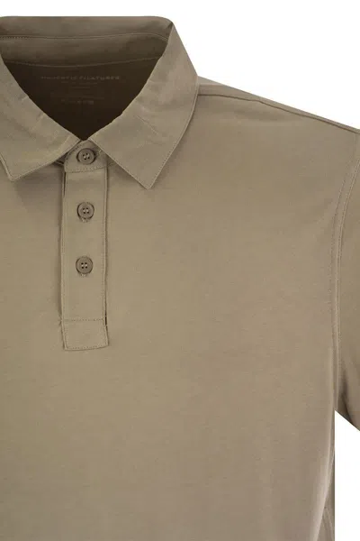 Shop Majestic Filatures Short-sleeved Polo Shirt In Lyocell In Sand