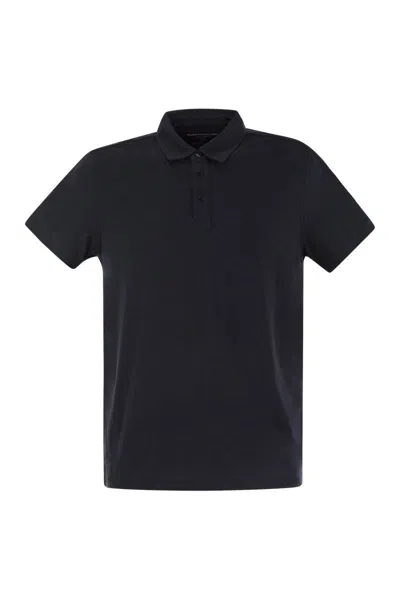 Shop Majestic Filatures Short-sleeved Polo Shirt In Lyocell In Blue Marine