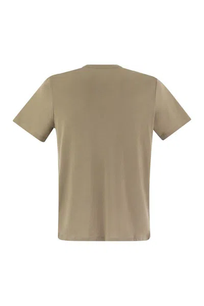 Shop Majestic Filatures Short-sleeved T-shirt In Lyocell And Cotton In Sand