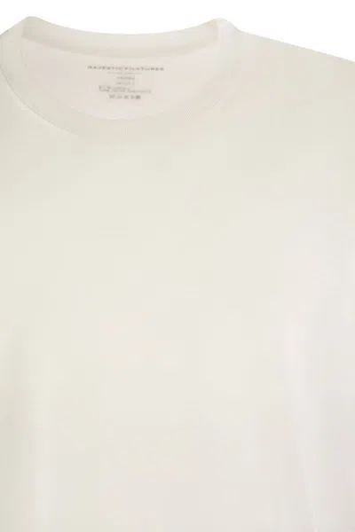 Shop Majestic Filatures Short-sleeved T-shirt In Lyocell And Cotton In White