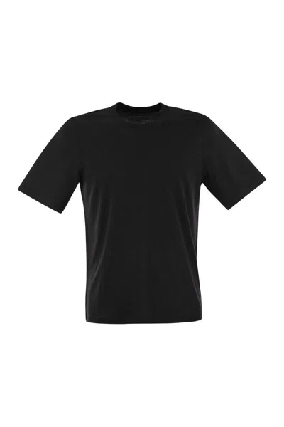 Shop Majestic Filatures Short-sleeved T-shirt In Lyocell And Cotton In Black