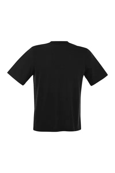 Shop Majestic Filatures Short-sleeved T-shirt In Lyocell And Cotton In Black