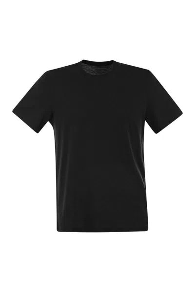 Shop Majestic Filatures Short-sleeved T-shirt In Lyocell And Cotton In Black