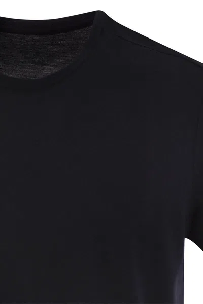 Majestic Short-sleeved T-shirt In Lyocell And Cotton In Blue Marine