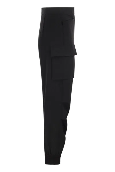 Shop Max Mara Tskirt - Wool Gabardine Cargo Trousers In Black