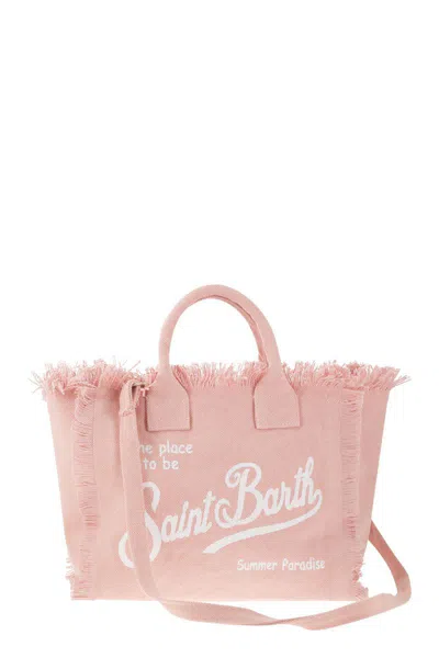 Shop Mc2 Saint Barth Colette - Fringed Canvas Bag In Pink