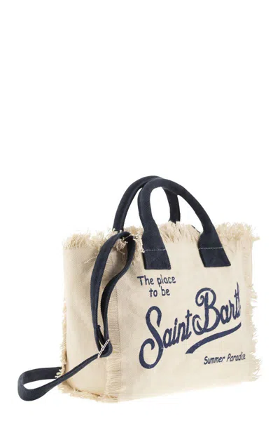 Shop Mc2 Saint Barth Colette - Fringed Canvas Bag In Cream