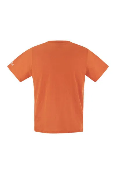 Shop Mc2 Saint Barth Ecstasea - Linen T-shirt With Pocket In Orange