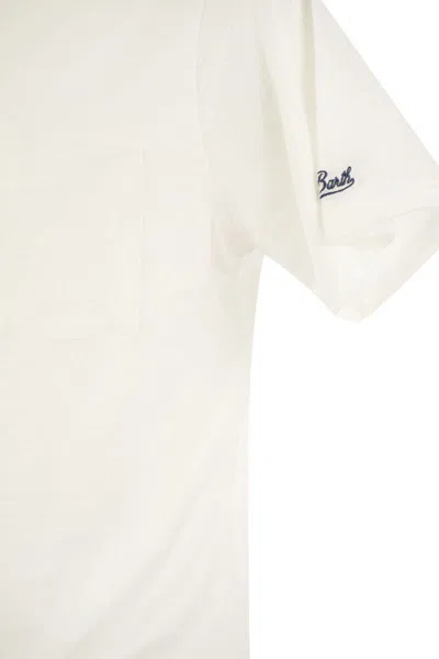 Shop Mc2 Saint Barth Ecstasea - Linen T-shirt With Pocket In White