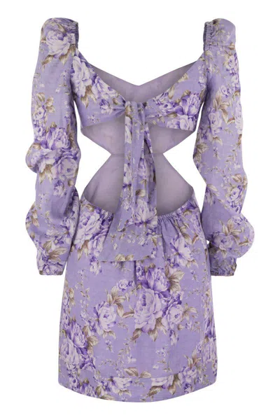 Shop Mc2 Saint Barth Jara - Mini Dress With Flowers In Lilac