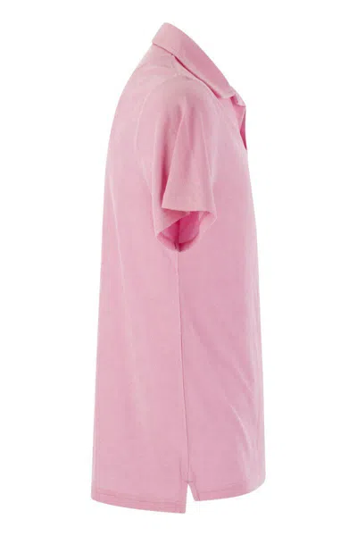 Shop Mc2 Saint Barth Jeremy - Cotton Terry Polo Shirt In Pink