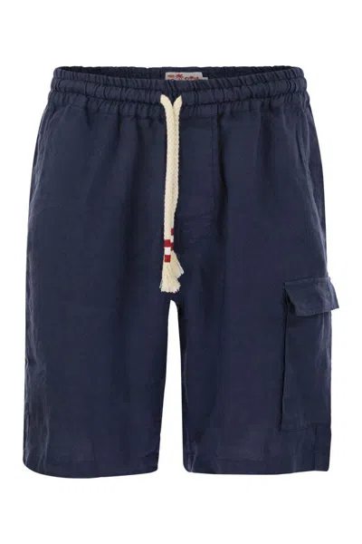 Shop Mc2 Saint Barth Marseille - Linen Bermuda Shorts In Blue