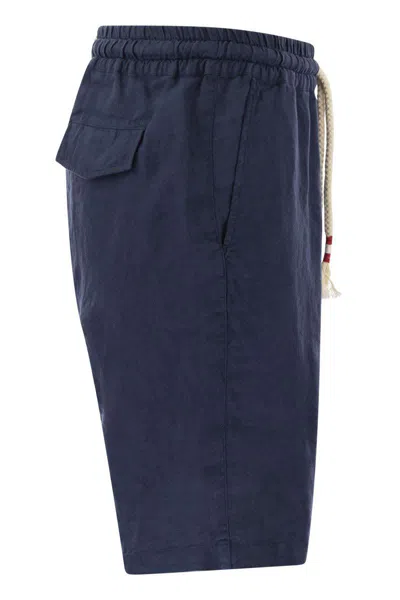 Shop Mc2 Saint Barth Marseille - Linen Bermuda Shorts In Blue