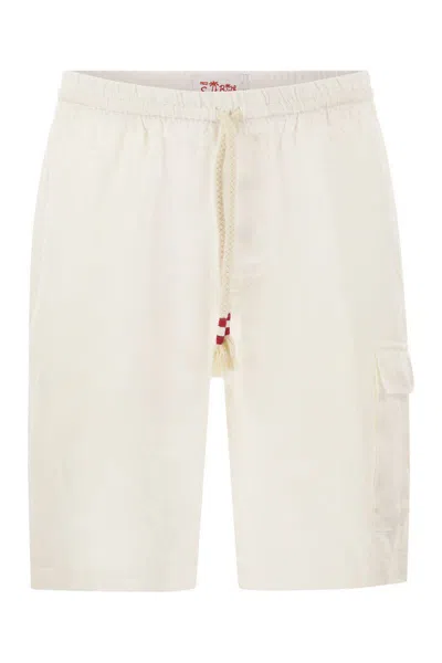 Shop Mc2 Saint Barth Marseille - Linen Bermuda Shorts In White