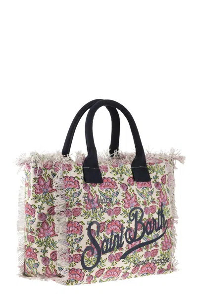 Shop Mc2 Saint Barth Vanity - Canvas Bag With Floral Print In Pink