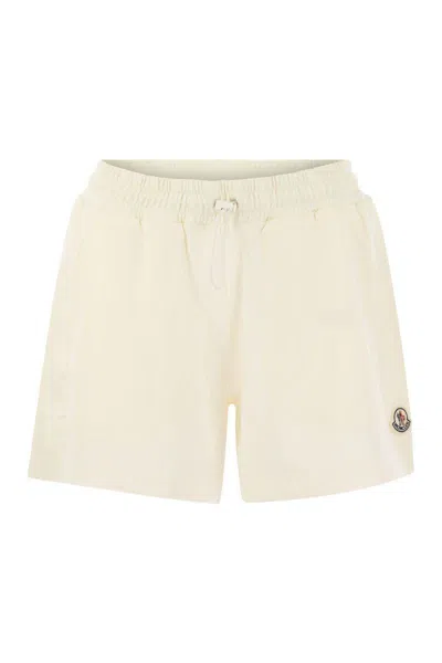 Shop Moncler Jersey Shorts In Natural