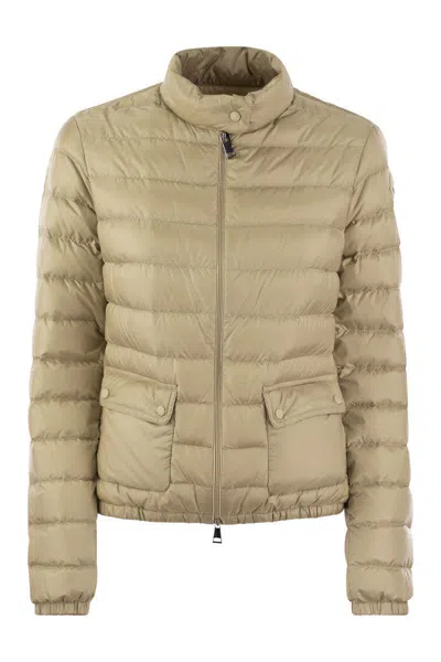 Shop Moncler Lans - Short Down Jacket In Beige