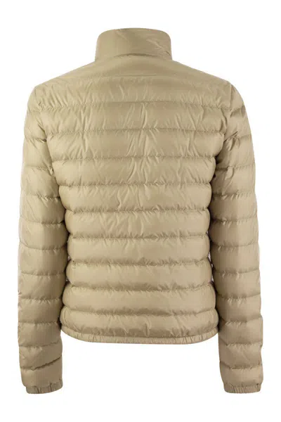 Shop Moncler Lans - Short Down Jacket In Beige