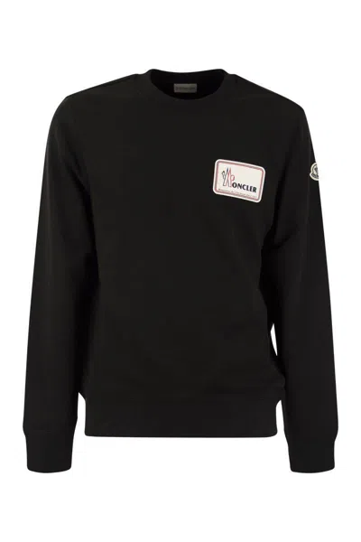 Shop Moncler Logoed Crewneck Sweatshirt In Black