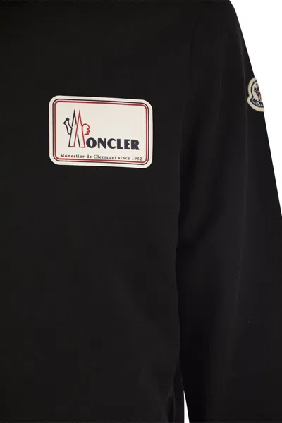 Shop Moncler Logoed Crewneck Sweatshirt In Black