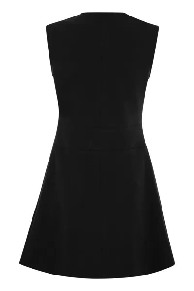 Shop Moncler Sleeveless Cotton-blend Dress In Black