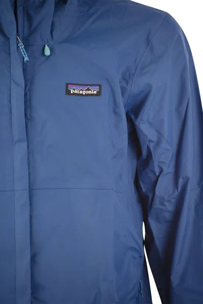 Shop Patagonia Nylon Rainproof Jacket In Blue