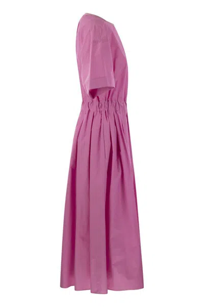 Shop Peserico Cotton-blend Dress With Light Stitch In Fuchsia