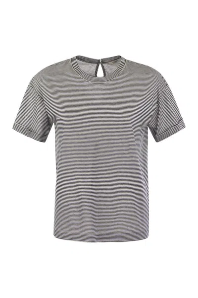 Shop Peserico Lightweight Striped Jersey T-shirt And Punto Luce In White/blue