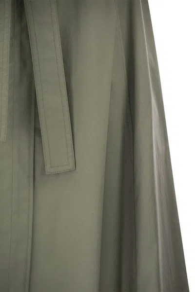 Shop Peserico Long Skirt In Lightweight Stretch Cotton Satin In Military Green